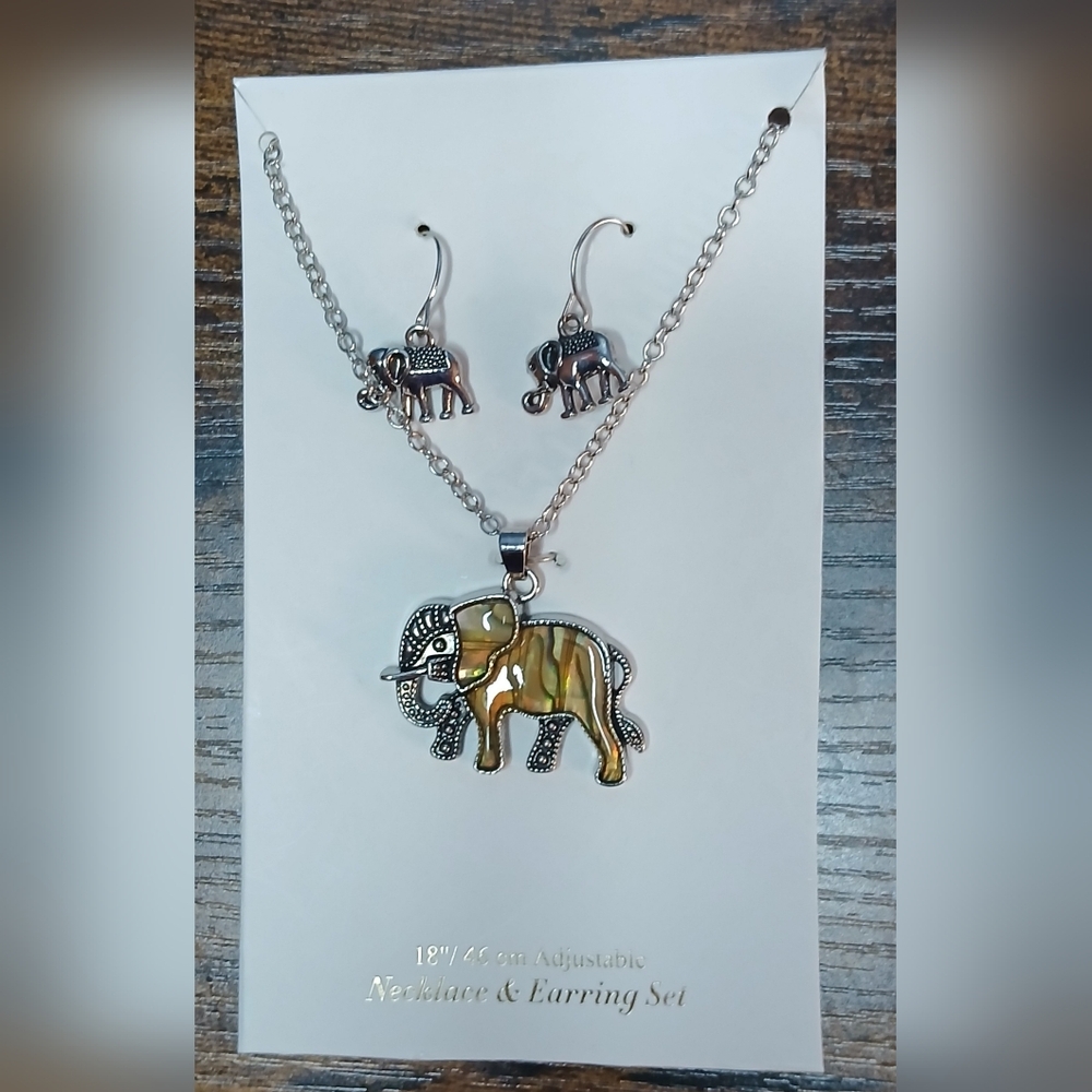 NWT Elephant Necklace and Earring Set